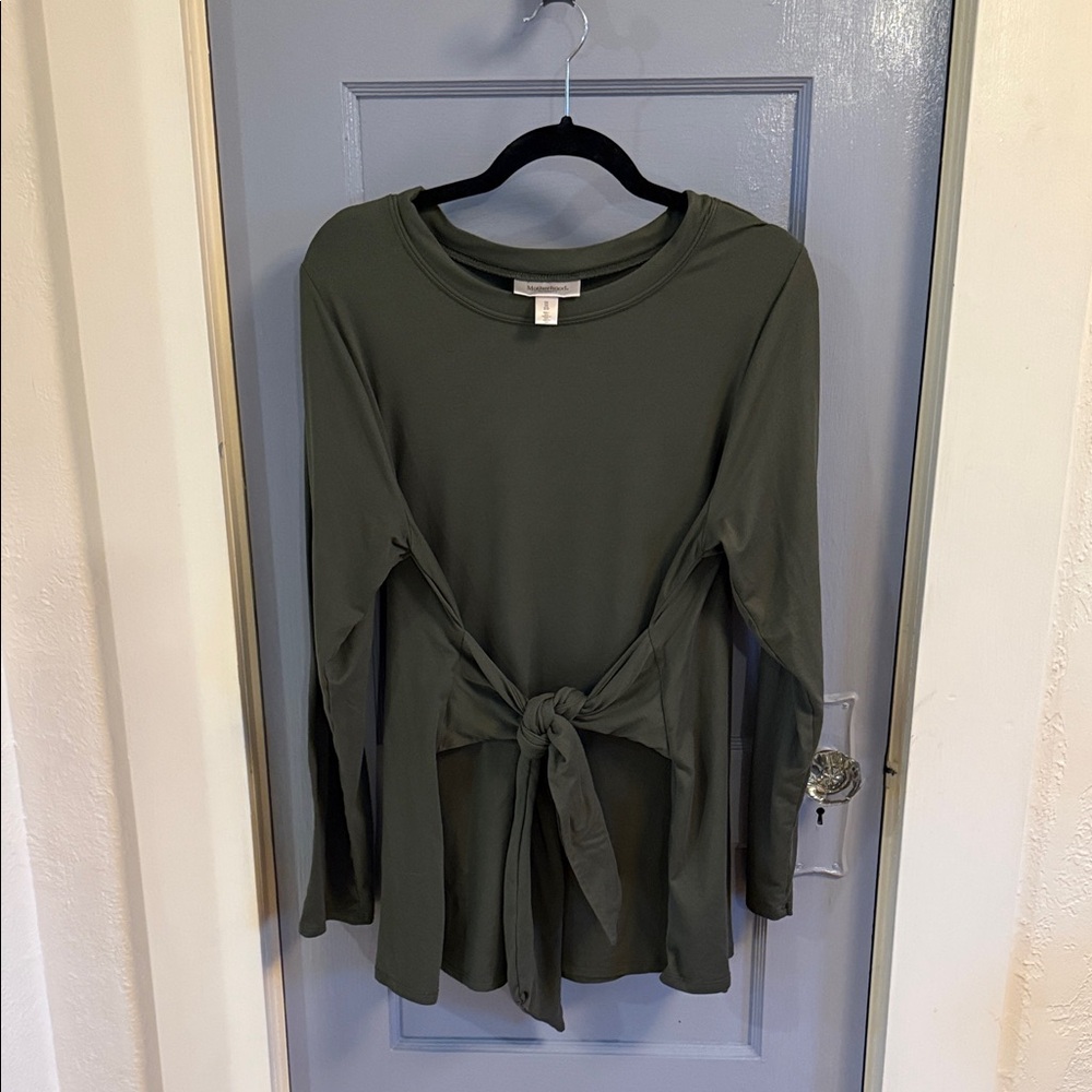 Motherhood Dark Green Tie-Front Long Sleeve Top